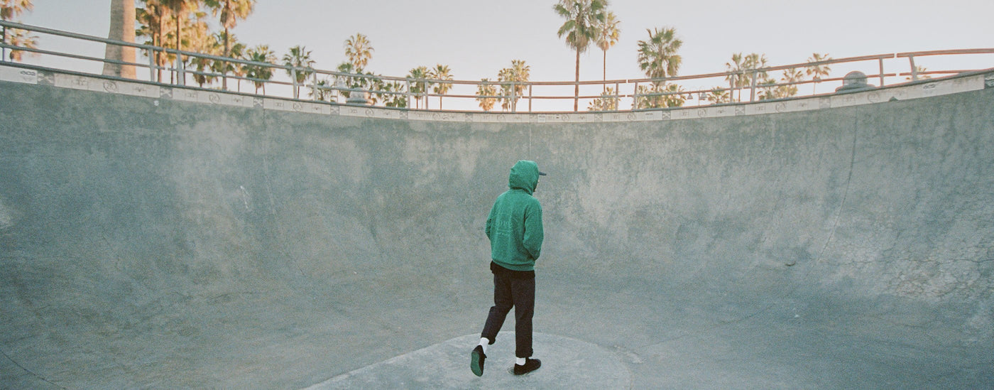 The Green Simple Oval Hoodie at the Skatepark